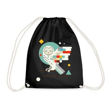 hibou géométrique - Illustration d’animal coloré moderne - Sac de sport léger - noir - Devant