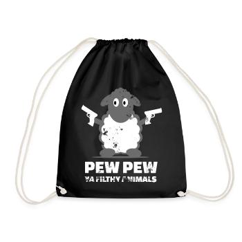 Sheep Pew Pew Ya Filthy Animals - Drawstring Bag - black - Front