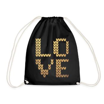Love Gold Strick Liebe Luxus Strick exklusiv - Turnbeutel - Schwarz - Vorne