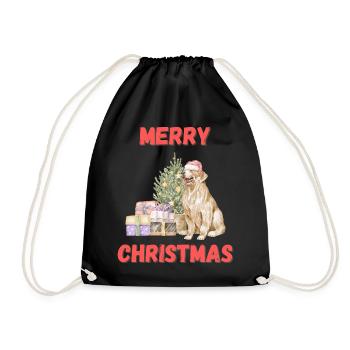 Merry Christmas Dog Christmas - Drawstring Bag - black - Front