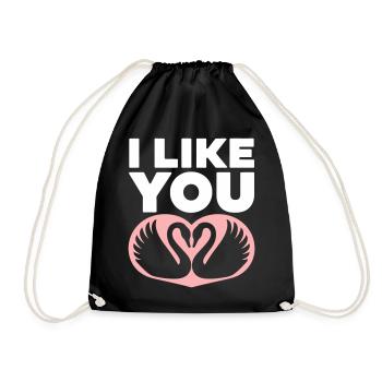 Romantic Swan Couple with I Like You - Drawstring Bag - black - Front