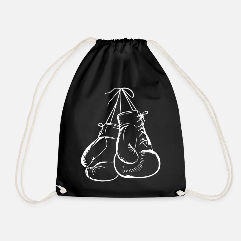 Hanging Boxing Gloves Art - Drawstring Bag - black