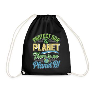 Tag der Erde - Es gibt keinen Planeten B! - Turnbeutel - Schwarz - Vorne