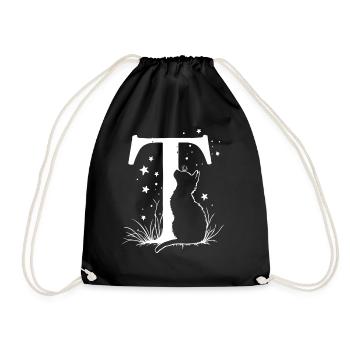 Lettre T avec chat - Sac de sport léger - noir - Devant