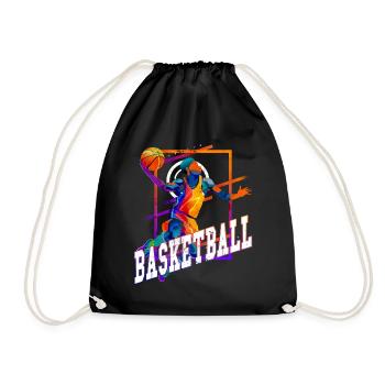 Basketball Basketballer Spieler Fan Vintage Retro - Turnbeutel - Schwarz - Vorne