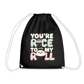 Sweet Sushi Motif – You're Rice to My Roll - Drawstring Bag - black - Front