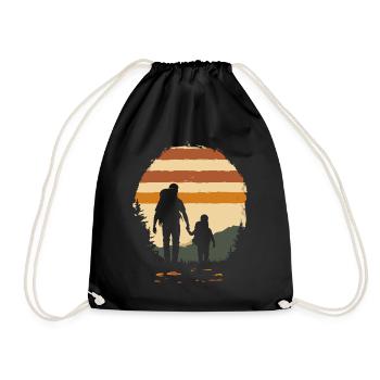Vater und Sohn Wandern vintage - Turnbeutel - Schwarz - Vorne