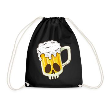 Totenkopf und Bier - Turnbeutel - Schwarz - Vorne