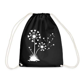 Minimalistisches Löwenzahn-Blumendesign - Turnbeutel - Schwarz - Vorne