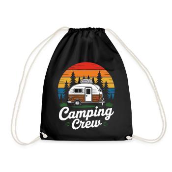 Retro Camping Crew Wohnwagen - Turnbeutel - Schwarz - Vorne