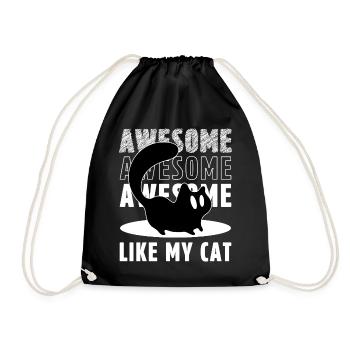 Awesome Like My Cat Funny Black Cat Silhouette - Drawstring Bag - black - Front