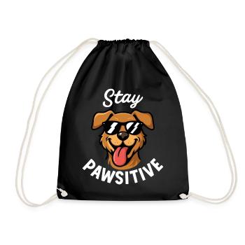 Cool dog with sunglasses - Drawstring Bag - black - Front