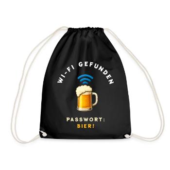 WiFi Beer Funny Design - Drawstring Bag - black - Front