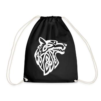 Loup blanc viking - Sac de sport léger - noir - Devant