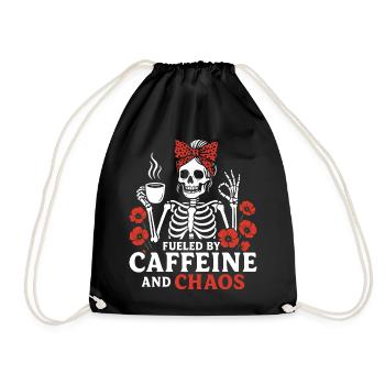 Mother Caffeine Mom Skeleton Coffee - Drawstring Bag - black - Front