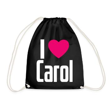 I Love Carol Pink Heart I Love Carol - Drawstring Bag - black - Front