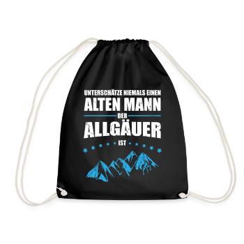 Gift Old Man - Allgäuer | Retro Vintage - Drawstring Bag - black - Front