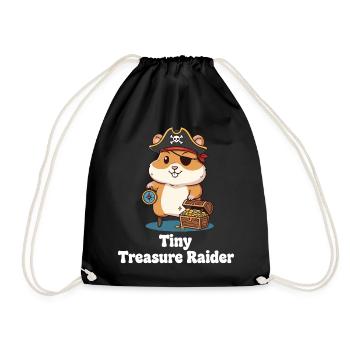 Kleiner Piraten Hamster - Turnbeutel - Schwarz - Vorne