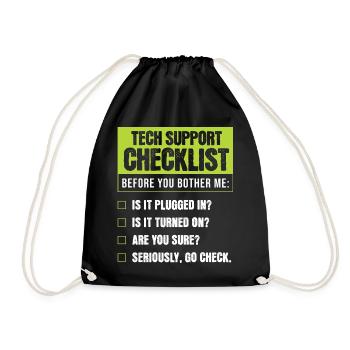 Liste d’humour du support technique pour les problèmes du quotidien - Sac de sport léger - noir - Devant