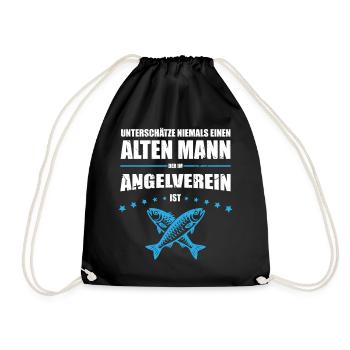 Alter Mann - Angelverein Geschenk für Angler Retro - Turnbeutel - Schwarz - Vorne