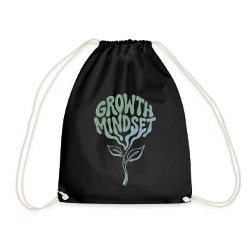 Growth Mindset - Botanical Nature Flower - Drawstring Bag - black - Front