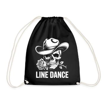 Line Dance Skull with Rose - Drawstring Bag - black - Front