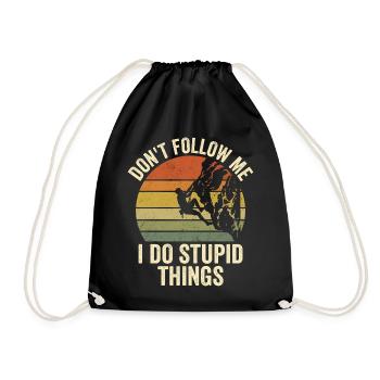 Retro Climber Don’t Follow Me - Drawstring Bag - black - Front
