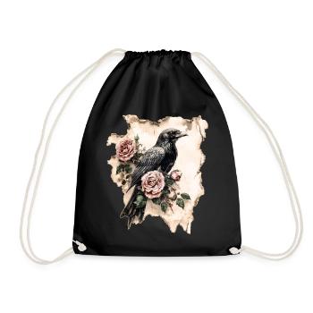 Raven - Drawstring Bag - black - Front