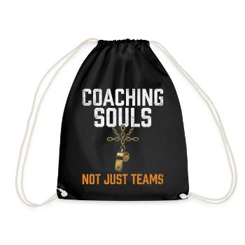Coaching Souls Not Just Teams Jesus Papa Glaube - Turnbeutel - Schwarz - Vorne