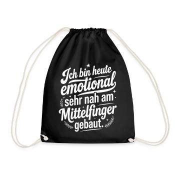 Emotional nah am Mittelfinger Spruch - Turnbeutel - Schwarz - Vorne