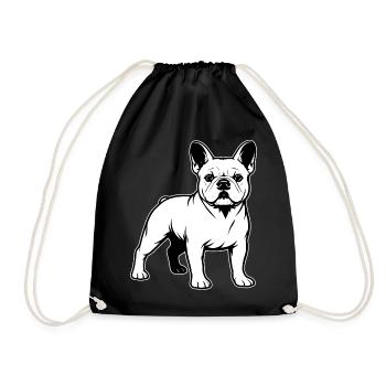 French Bulldog Standing Portrait - Drawstring Bag - black - Front