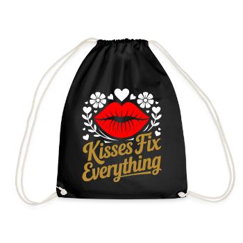 Kisses heal everything - Drawstring Bag - black - Front