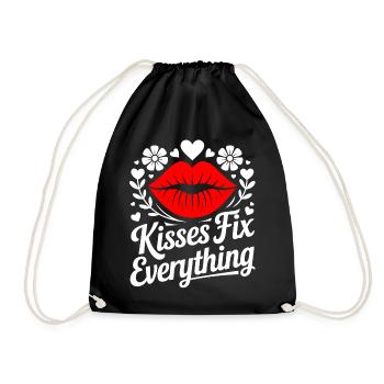 Kisses heal everything - Drawstring Bag - black - Front
