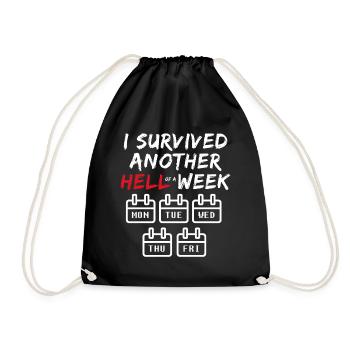 I Survived Another Hell of a Week - Funny Office - Drawstring Bag - black - Front
