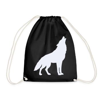 Wolf Silhouette Moonlight - Drawstring Bag - black - Front