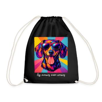 Lustiger Pop Art Dackel Less Meanies More Weenies - Turnbeutel - Schwarz - Vorne
