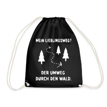 Waldweg Umweg Illustration - Turnbeutel - Schwarz - Vorne