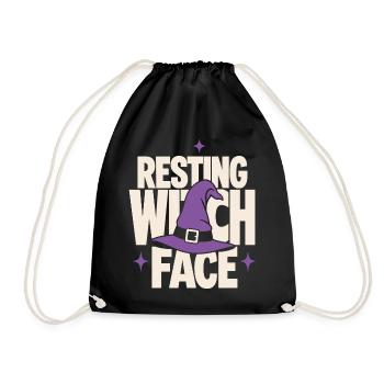 Resting Witch Face Witch Hat - Drawstring Bag - black - Front