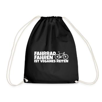 Spruch: Fahrrad fahren ist veganes reiten - Turnbeutel - Schwarz - Vorne