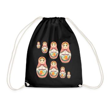 Matroschka Russland Babuschka Puppe - Turnbeutel - Schwarz - Vorne