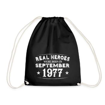 Real Heroes were born in September 1977 Birthday - Drawstring Bag - black - Front