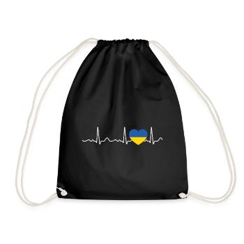 Ukraine - battement de cœur, pouls, ligne cardiaque, ECG - Sac de sport léger - noir - Devant