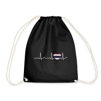 Thailand - heartbeat, pulse, heart line, ECG - Drawstring Bag - black - Front