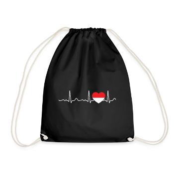 Indonesia - heartbeat, pulse, heartline, ECG - Drawstring Bag - black - Front