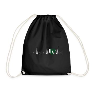 Pakistan - heartbeat, pulse, heart line, ECG - Drawstring Bag - black - Front