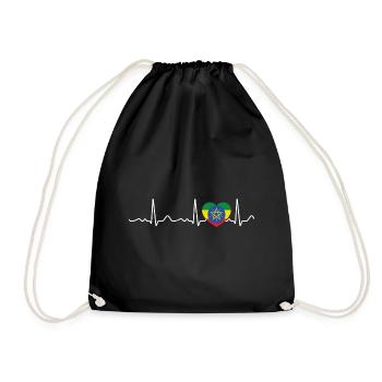 Ethiopie - rythme cardiaque, pouls, ligne cardiaque, ECG - Sac de sport léger - noir - Devant