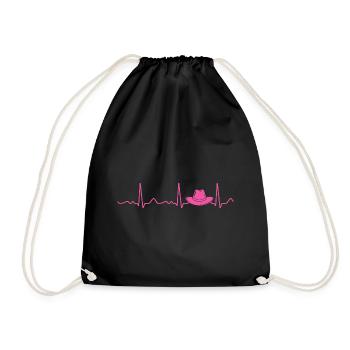 Chapeau Countrygirl - Battement de cœur, pouls, ligne de cœur, ECG - Sac de sport léger - noir - Devant