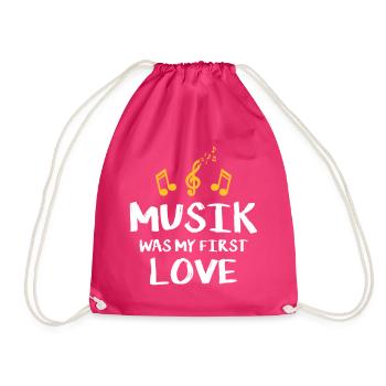music was my first love - Drawstring Bag - fuchsia - Front