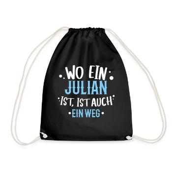 Wo ein Julian ist, ist ein Weg / Geburtstag, Name - Turnbeutel - Schwarz - Vorne
