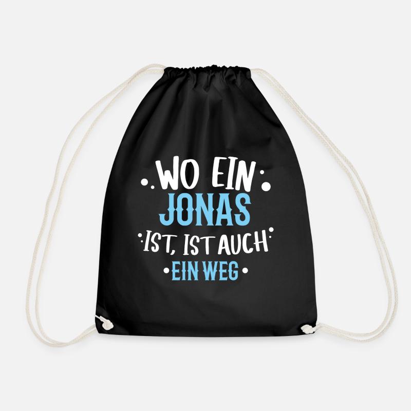 Wo ein Jonas ist, ist ein Weg / Geburtstag, Name - Turnbeutel - Schwarz